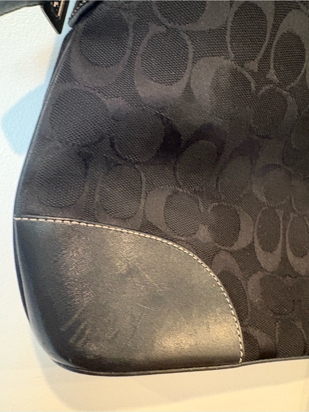 Vintage Y2K Coach Black Signature Monogram Demi Hobo Shoulder Bag Purse 6047 - Picture 3 of 10